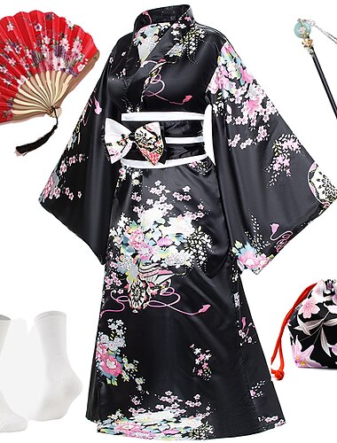  Damen Bademantel Kimonoo Kimono-Accessoire Austattungen Retro Vintage Cosplay - Lolita Streetstyle Japanisch traditionell Uniformen Flapper-Mädchen Weihnachten Halloween Karneval Silvester