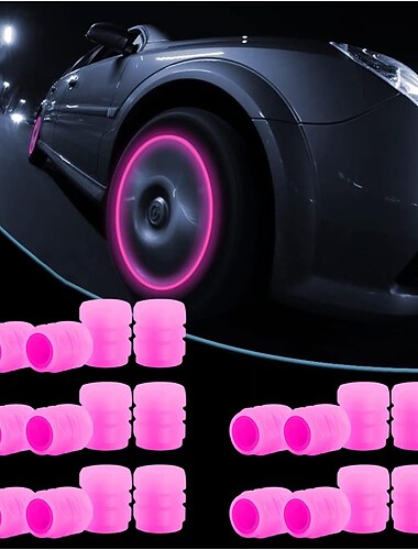 16 יחידות מכסי גזע שסתום צמיג ניאון, מכסה שסתום אוויר לגלגלים לרכב אביזרי חוץ זוהרים לרכב מגניב לילה לרכב, אופניים, אופנוע, רכב שטח, משאית ואופניים