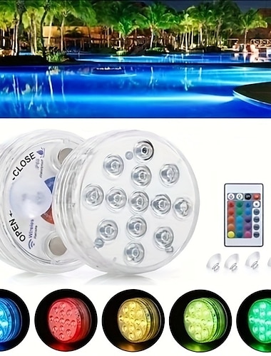  Submersible LED Light Outdoor Lights Waterproof 1X 2X 3X 4X 8X 10X SMD5050 Upgrade 13 LED IP68 RGB Submersible Light With Magnet and Suction Cup For Swimming Pool Pond Light Underwater Tea Colorful Light Colorful Lighting With Remote Controller
