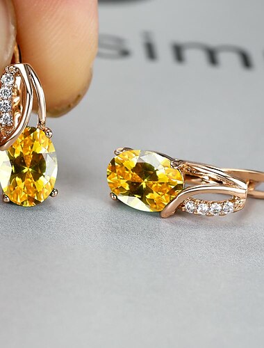  Dam Zircon Örhänge Klassisk Dyrbar Stylish Enkel örhängen Smycken Platina färgglada / Platina olivgrön / Platina vit Till Fest Bröllop 1 par