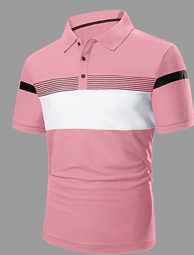 Hombre Polos con botones POLO Casual Festivos Diseño Manga Corta Moda Básico Plano Clásico Verano Ajuste regular Amarillo Rosa Azul Marino Azul cielo Beige Gris Polos con botones
