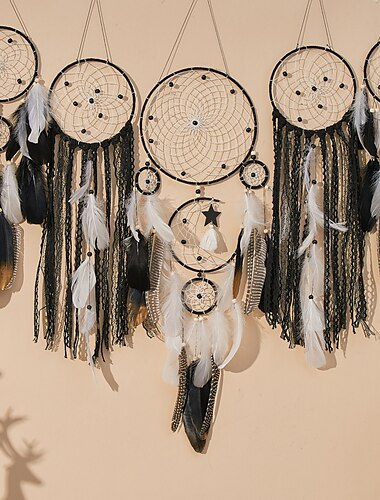  5 Stück große Traumfänger-Federhaken, Blumen-Windspiele, dekorative Wandbehang, dekorative Kunst