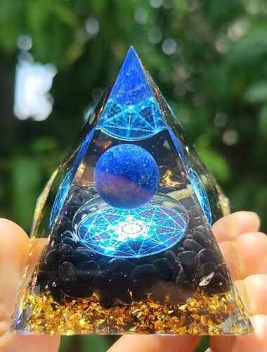  pirámide de orgón para energía positiva y bola de cristal de amatista, con protección contra cristales generador de energía para reducir el estrés meditación curativa y atracción de riqueza para la decoración del hogar