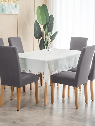  4 fundas para sillas de comedor resistentes al agua, color burdeos, con respaldo alto, de jacquard y licra, fundas protectoras para sillas, fundas de asiento con banda elástica para comedor,