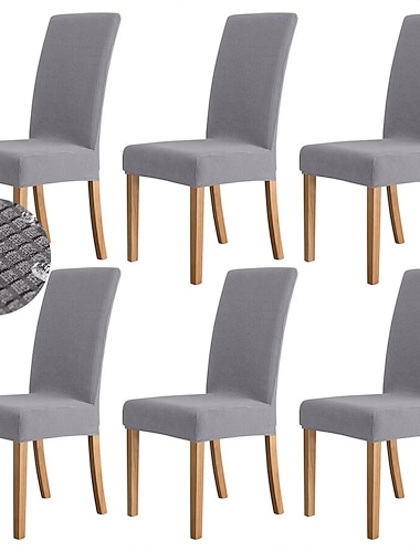  6 Stück wasserabweisende Stuhlhussen in Burgunderrot, Stretch-Stuhlhussen, Jacquard-Spandex-Stuhlschutzbezüge, Sitzhussen mit Gummiband für Esszimmer, Hochzeit