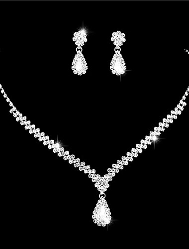  Bridal Jewelry Sets 1 set Alloy 1 Necklace Earrings Women's Fashion Simple Luxury Briolette Drop Geometric Jewelry Set For Wedding Anniversary Party Evening