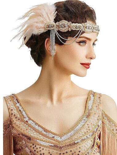  Vintage 1920s El gran Gatsby Diadema de estilo flapper El gran Gatsby Invitado a la boda Mujer Víspera de Todos los Santos Carnaval Mascarada Víspera de Todos los Santos Recepción de Boda Despedida