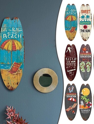  verano playa océano tema ocio decoración tabla de surf placa de madera bar hogar pared decoración vintage placa de madera