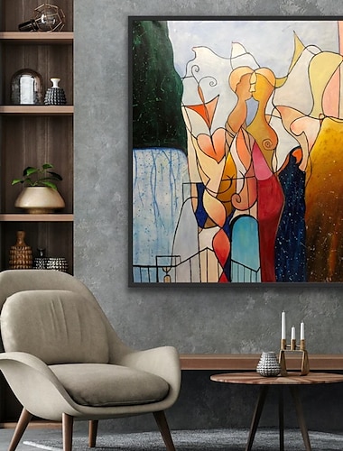  Pintura al óleo hecha a mano lienzo decoración de arte de la pared estilo picasso figuras abstractas para la decoración del hogar pintura enrollada sin marco sin estirar