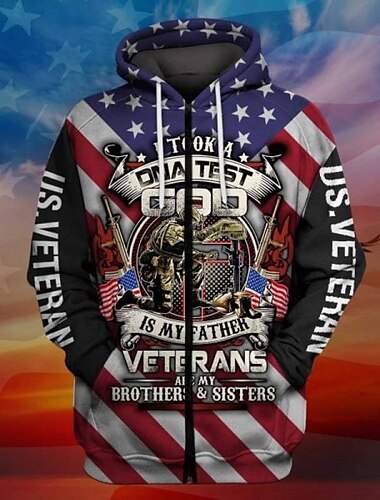 Herren Grafik-Drucke Nationalflagge Hoodie Sweatshirt Kapuze Hoodies Pullover Kapuzenshirt mit durchgehendem Reißverschluss Langarm Sweatshirt mit Kapuze Mit Kapuze Strassenmode 3D-Druck Sport