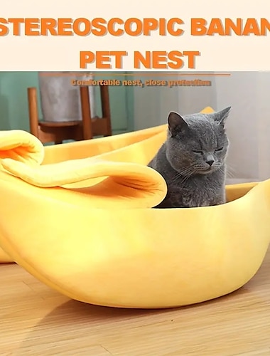  schattig bananenkattenbed grot bananenbed voor kattenhond warm comfortabel nesttenthuis