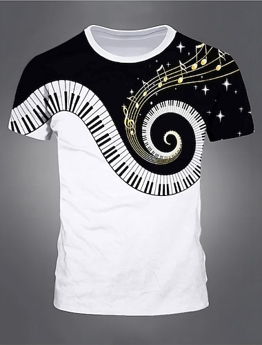  Musikfestival Herren Grafik Musik T Shirt Kurzarm T-Shirt 3D-Druck Rundhalsausschnitt Hemd Vintage Mode Designer Outdoor Täglich Sport 1 Schwarz Weiss + schwarz Frühling & Sommer Bekleidung S M L XL