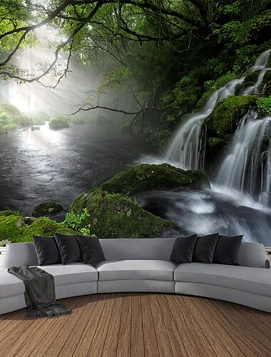  bos waterval landschap hangend wandtapijt wandtapijt groot wandtapijt muurschildering decor foto achtergrond deken gordijn huis slaapkamer woonkamer decoratie