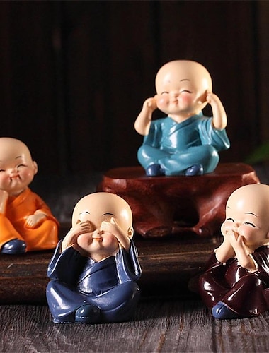  creatieve 4 kleine monnik hars ornamenten, desktop decoratie ambachten