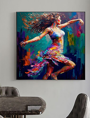  handgemaakt olieverfschilderij canvas kunst aan de muur decor origineel dansend meisje abstract figuur schilderij voor interieur met gespannen frame/zonder binnenframe schilderij