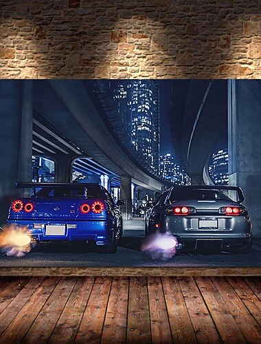  Настенная картина автомобиля gtr r34 vs supra, современная картина на холсте, постер и печать для гостиной, спальни, домашнего декора