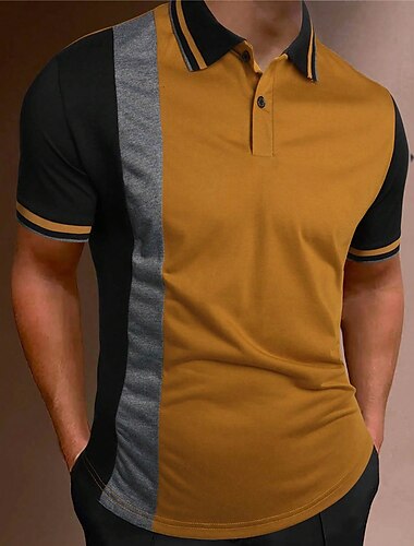  Herren Polos mit Knöpfen Poloshirt Casual Sport Kargen Kurzarm Modisch Basic Farbblock Taste Sommer Regular Fit Schwarz Weiß Rot Braun Polos mit Knöpfen