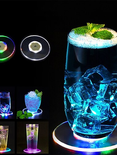  led كوستر أكريليك كريستال حصيرة وجبة الإبداعية حامل كوستر شريط الديكور ضوء جو حفلة ضوء ضوء الليل الإبداعي