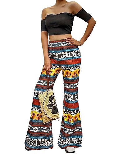  Rétro Vintage Années 1960 Années 1970 Pantalon Pantalons à pattes d'éléphant Hippie Femmes Fête / Soirée Défilé de la Fierté Mois des Fiertés Adulte Pantalon