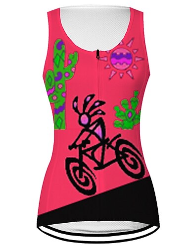  Dam Cykelväst Cykeltröja Grafisk Ärmlös Cykel Väst Tröja Överdelar med 3 bakfickor Bergscykling Vägcykling Snabb tork Bakficka Fuktabsorberande Andningsfunktion sporter Violett Gul Rosa Kläder