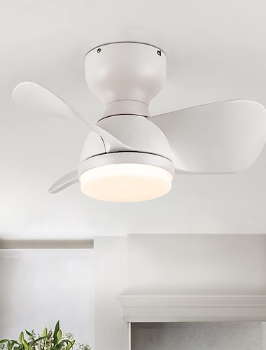  plafondventilator met verlichting 22 "dimbare led 3 kleuren 6 snelheden timing omkeerbare bladen met afstandsbediening, huishoudelijke ventilator kroonluchter, indoor low profile inbouw plafondventilator 220-240v