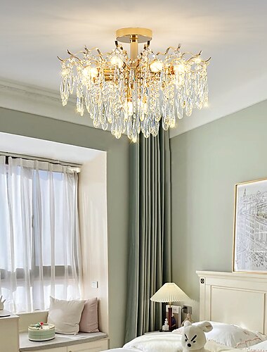  żyrandole led nowoczesny luksus, 42/50/60/80cm 6/10/12/14-jasny złoty kryształ do wnętrz domowych kuchnia sypialnia żelazo sztuka gałąź drzewa lampa kreatywna lampa światło ciepła biel 110-240v