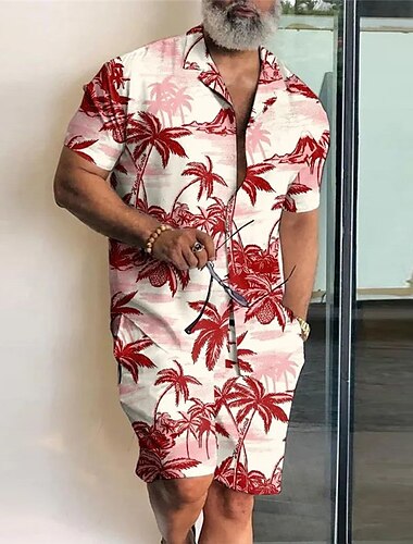  Herren Paisley-Muster Farbblock Grafikdrucke Hemden-Sets Hemd Hemd Set Sommer Hawaiihemd Kurze Ärmel Kubanisches Halsband Mode Streetwear Designer Outdoor Straße Lässig Druck Sommer Frühling Gelb