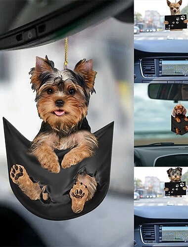  Adorno colgante colorido para espejo retrovisor de coche de cachorro, accesorio divertido y bonito para tu vehículo.