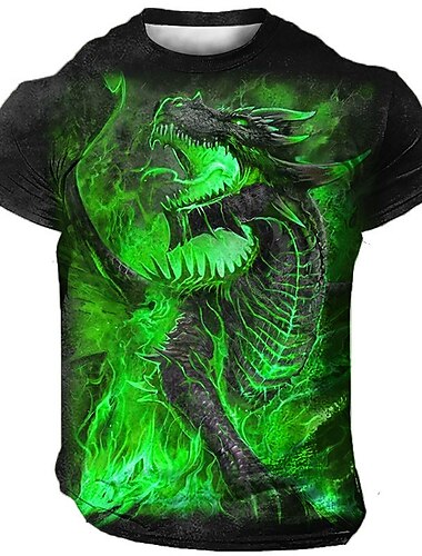 Herren Graphic Tier Drache T Shirt Kurzarm T-Shirt 3D-Druck Rundhalsausschnitt Hemd Vintage Modisch Designer Outdoor Täglich Sport Gelb Blau Purpur Frühling Sommer Bekleidung S M L XL 2XL 3XL