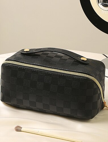  1 bolsa de maquillaje portátil de cuero pu almohada bolsa de maquillaje bolsa de viaje de alta belleza bolsa de lavado a mano bolsa de almacenamiento de cosméticos
