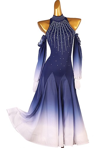  Gesellschaftstanz Kleid Kristalle / Strasssteine Damen Leistung Training Langarm Spandex Organza