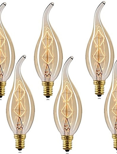  40w incandescence vintage edison lumières ampoules bougie e14 c35l dimmable décoratif blanc chaud 2300k rétro dimmable 220-240v