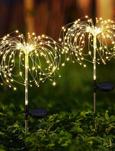  Zonne-vuurwerkverlichting - 120 leds buitenpad- en tuinverlichting, 2 verlichtingsstanden voor tuin en oprit