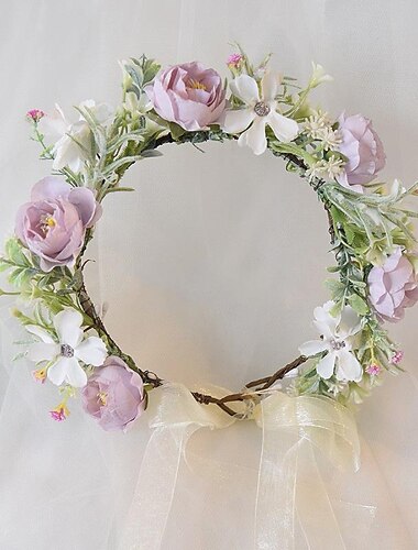  Boho Blumen Stirnband Haarkranz Blumengirlande Krone Kopfschmuck mit Band Hochzeit Festival Party