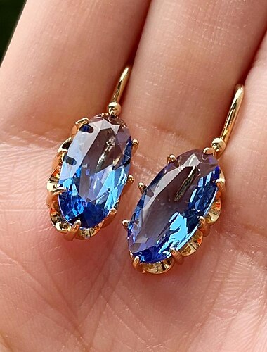  نسائي زركون حلقات قديم ثمين مخصص عتيق الأقراط مجوهرات أحمر / أزرق البحرية / أزرق داكن من أجل زفاف مناسب للحفلات 1 زوج