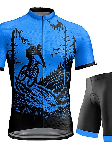  Ανδρικά Αθλητική φανέλα και σορτς ποδηλασίας Κοντομάνικο Ποδηλασία Βουνού Ποδηλασία Δρόμου Πορτοκαλί Πράσινο Ποδήλατο Ρούχα σύνολα 3D Pad Γρήγορο Στέγνωμα Αντανακλαστικές Λωρίδες Πίσω τσέπη