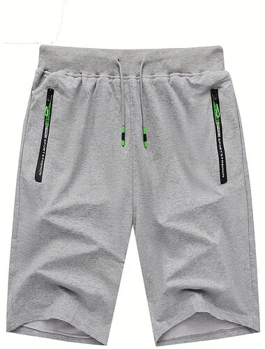  Men's Sweat Shorts Shorts Summer Shorts Beach Shorts Drawstring Elastic Waist Straight Leg Plain Comfort Breathable Short Casual Daily Holiday Cotton Blend Sports Fashion ArmyGreen Black