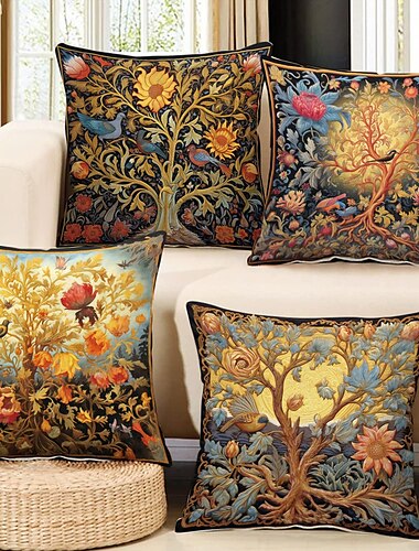  4.0 stk Polyester Kussenhoes, Afdrukken Art Deco Vintage Vrije tijd Vierkant traditioneel Klassiek