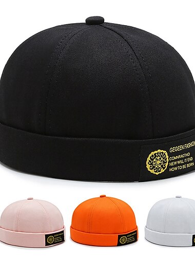  Unisex Docker Cap Brättelösa hattar Svart Vit Bomull Resor Strandstil Utomhus Semester Slät Justerbara Mode