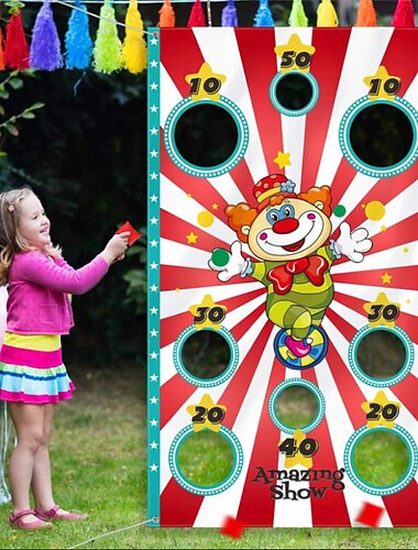  Banner de juego de lanzamiento de payaso de carnaval con bolsa de frijoles para niños y adultos en actividades de fiesta de carnaval suministro de decoración de fiesta de carnaval