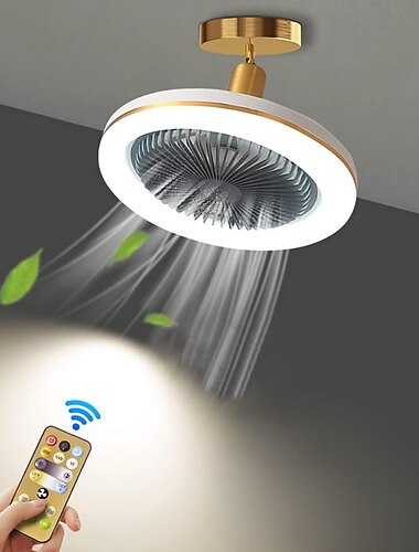  plafondventilator met lichtafstandsbediening 30w 10 inch hangende lighe ingesloten plafondventilator dimbaar 3 lichte kleur, 3 snelheden led laag profiel inbouw plafondventilator voor keuken 85-265v