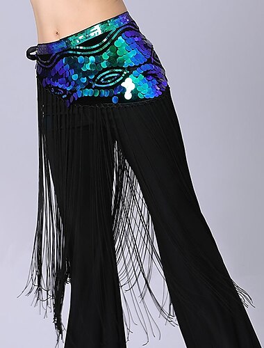  ריקוד בטן אביזרי ריקוד חגורה נצנוץ שרוך הידוק פרנזים בגדי ריקוד נשים הצגה הדרכה גבוה פוליאסטר נצנצים