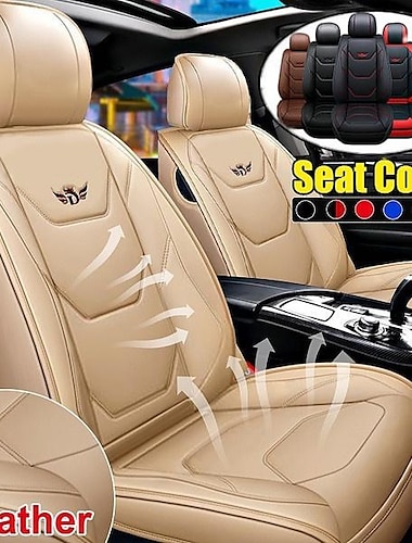  starfire universal 5d pu funda de asiento delantero de cuero alfombrilla de asiento de coche impermeable protector de asiento de coche transpirable