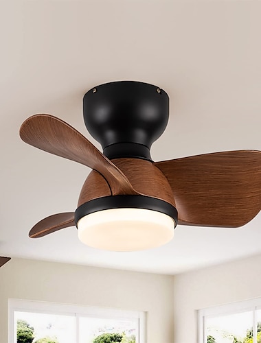  plafondventilator met verlichting 22 "dimbare led 3 kleuren 6 snelheden timing omkeerbare bladen met afstandsbediening, huishoudelijke ventilator kroonluchter, indoor low profile inbouw plafondventilator 220-240v
