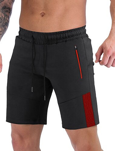  Herren Sportliche Shorts Sweatshorts Kurze Hose Kurze Sporthose Kurze Sporthose Sport Shorts Tasche mit Reißverschluss reflektierende Streifen Farbblock Komfort Atmungsaktiv Fitness Fitnessstudio