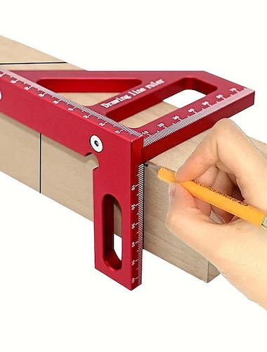  3D multi-hoek meetliniaal, 45/90 graden aluminium houtbewerking vierkante gradenboog, tekenlijnliniaal, verstek driehoek liniaal hoge precisie lay-out meetinstrument voor ingenieur timmerman