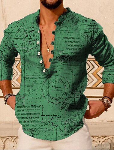  Herren Paisley-Muster Vintage Hemd Knopfhemd Langarm Vintage Mode Streetwear Outdoor Lässig Täglich Sommer Frühling Herbst Stehkragen Druck Rosa Blau Braun Grün