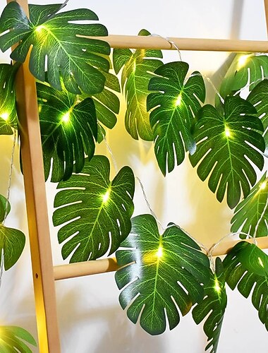  3 m 20 LEDs Palmblatt hawaiianische tropische Party-Deko-Lichter für Haus, Garten, Outdoor, Indoor, Dschungel, Meer, Outdoor, Camping, Party-Dekorationen