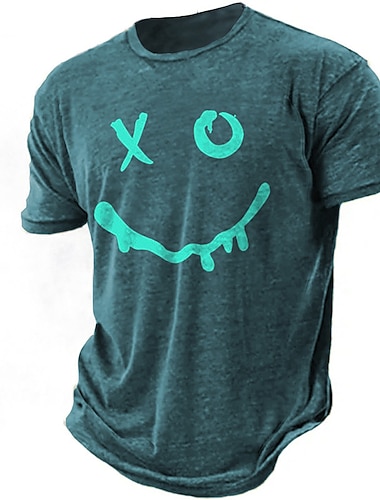  Herre T-shirt Grafisk Sjov Smil ansigt Rund hals Tøj 3D-udskrivning udendørs Daglig Kortærmet Trykt mønster Årgang Mode Designer