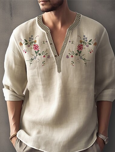  Per uomo Floreale Camicia Camicia con bottoni Manica lunga Di tendenza Streetwear Originale Strada Giornaliero Estate Primavera Autunno Colletto alla coreana Stampa Blu-verde Bianco Rosa Blu Viola